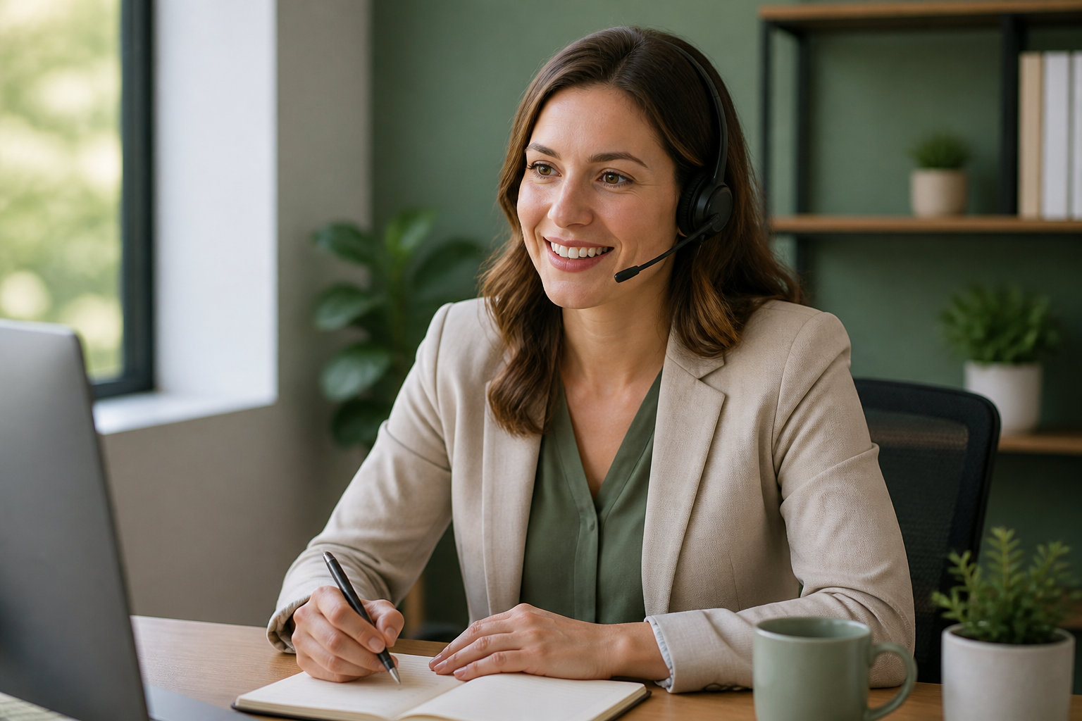 Local licensed insurance agent smiling on a phone call
